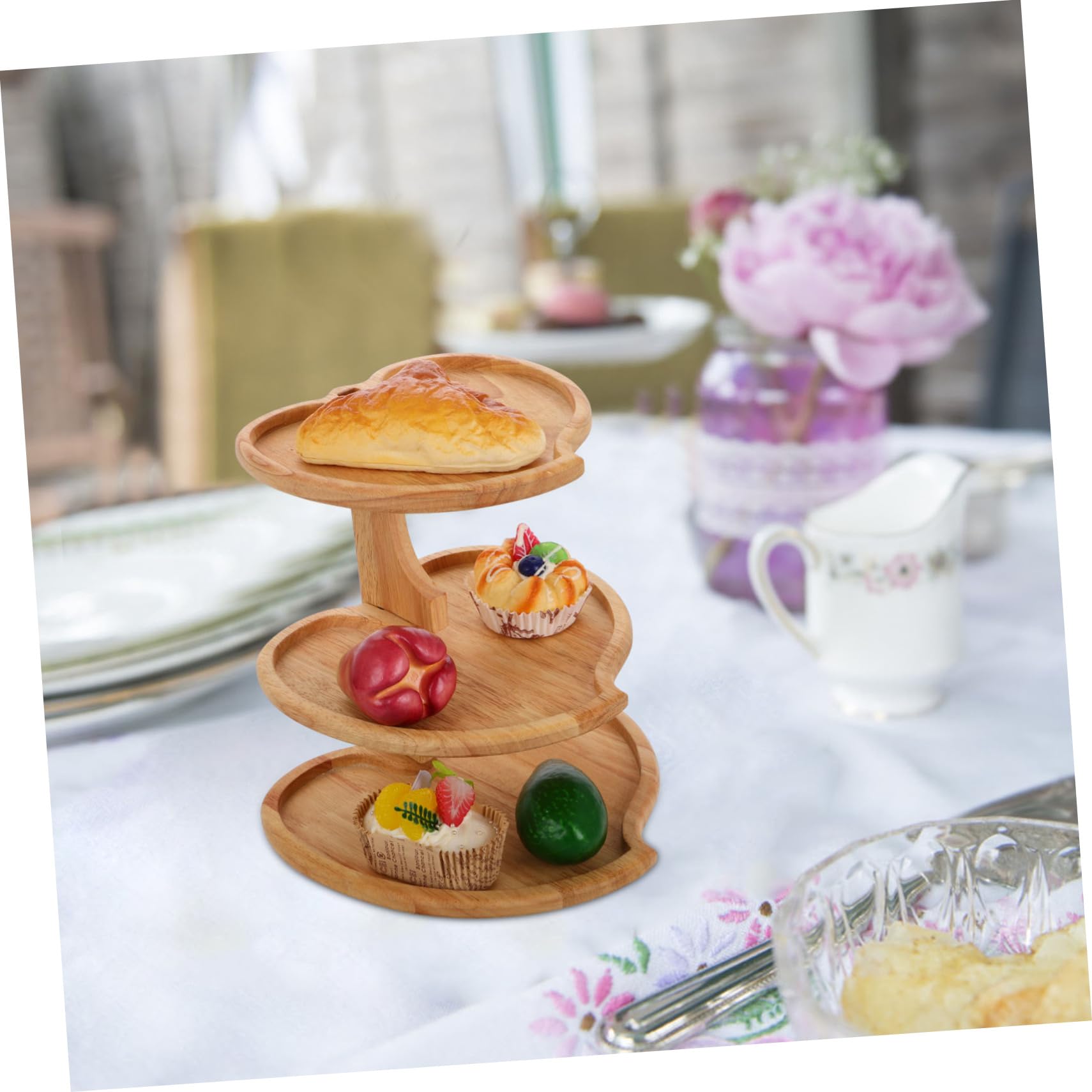 DECHOUS Herzförmiger Cupcake Turm 3-stöckig für Geburtstage | Khaki Farbton, zum Präsentieren von Snacks und Süßwaren, Vielseitig Einsetzbar bei Saisonaler Herbstdeko