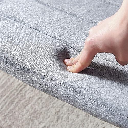 Miniatura 4 de Juego de 4 sillas de comedor modernas, juego de sillas de cocina de terciopelo gris tapizadas con marco de metal para apartamentos pequeños y comedor