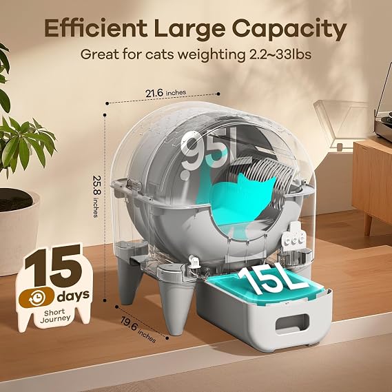 Fumoi Automatic Litter Box,App Control,Safety Sensor,Washable Litter Trays
