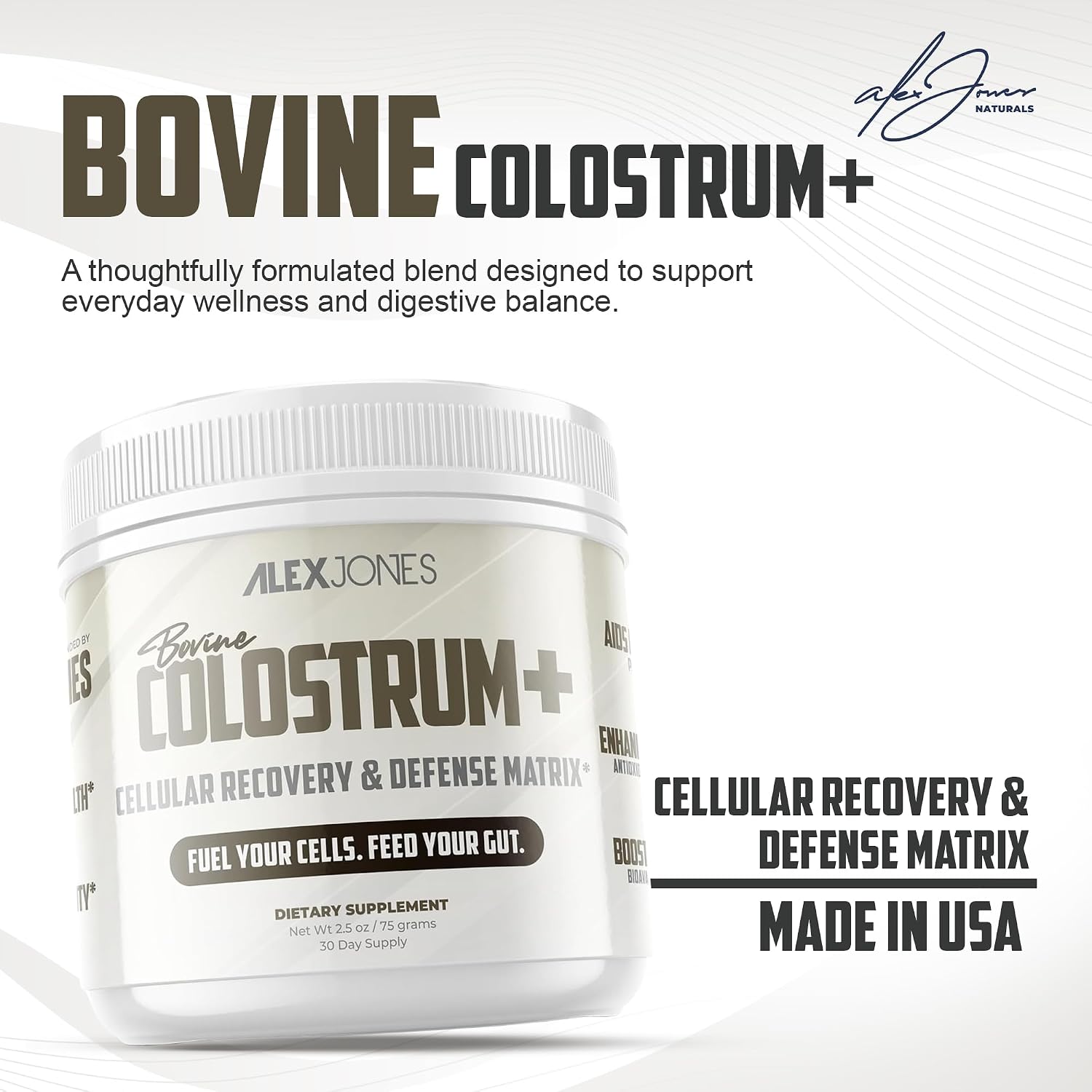 Bovine Colostrum Powder 20% IgG with IgM & IGA – Gut Health & Immune Support Supplement with Lactoferrin & Marshmallow Root – Non-GMO, GMP Certified, Made in USA – 30 Servings