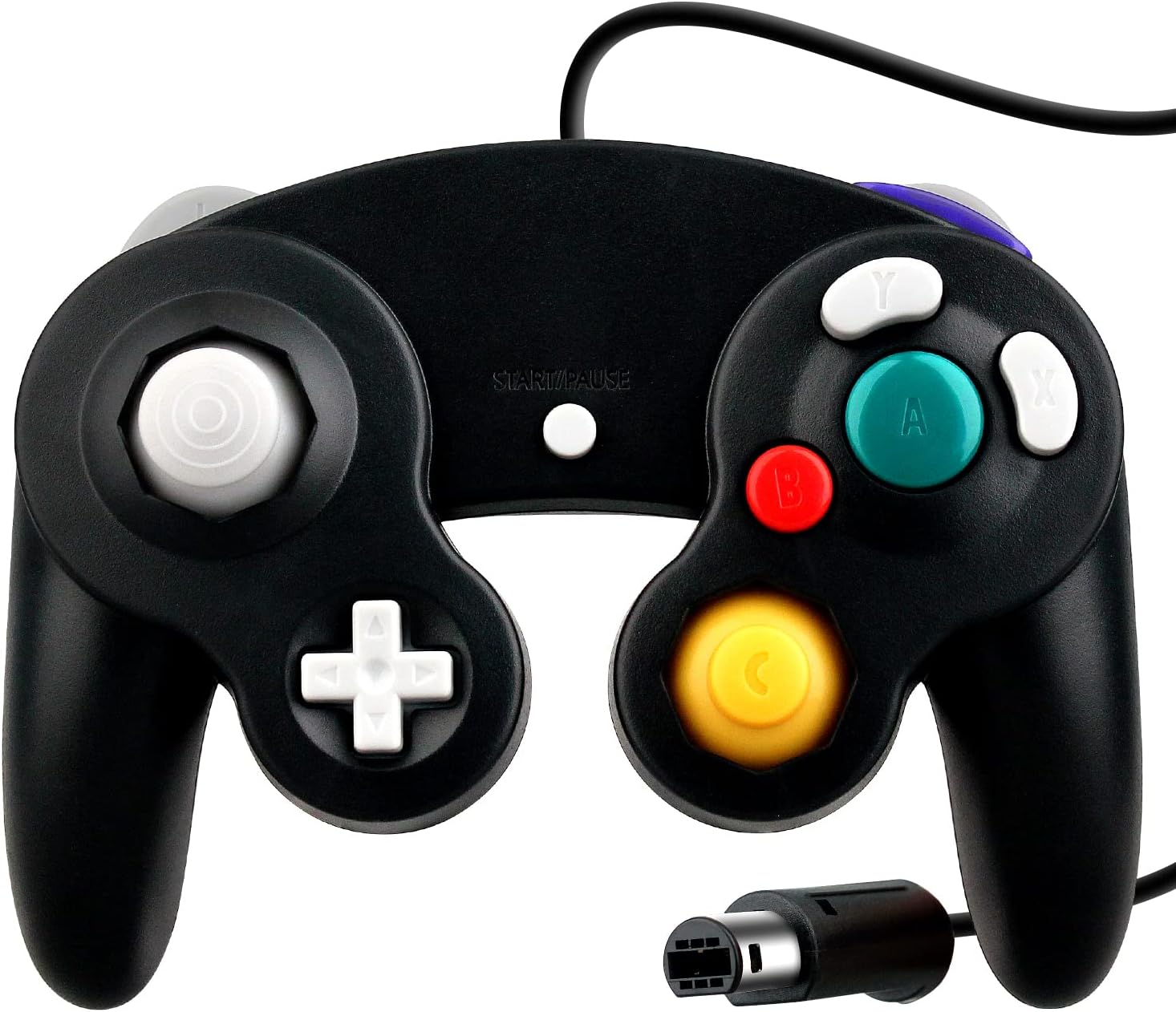 OSTENT Wired Shock Classic Controller Gamepad Joystick Joypad Compatible for Nintendo GameCube NGC Wii Console Video Games Color Black
