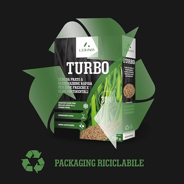 LERAVA TURBO Semi Loietto Perenne (10 m²) - Semi prato a Crescita Rapida - Fine Tessitura - Sementi per Prato Resistente e Denso - Erba da Giardino Verde Brillante - Ideale per Sole e Ombra - 5
