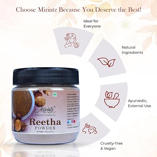 Miniatura 5 de Polvo de Reetha 100% natural  (3.53 onzas) polvo puro de aritha para el cuidado del cabello  Polvo de Reetha a base de hierbas (Sapindus