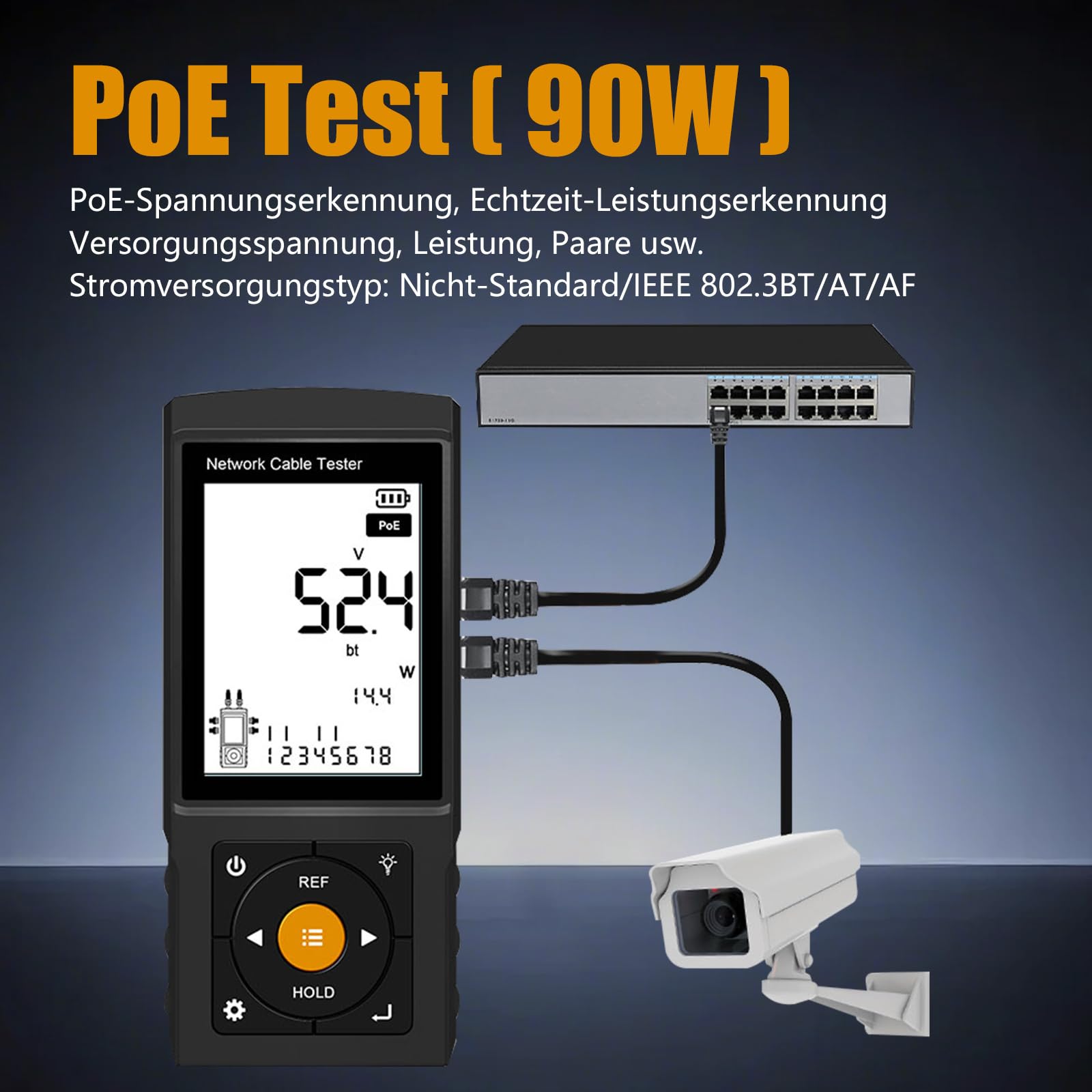 LT-200S Multifunktions-Kabeltester mit Sichtbarer Fehlerortung & Optischem Leistungsmesser - Netzwerkkabeltester für RJ45/UTP/BNC, PoE-Detektor, Port-Finder, 600m Reichweite (Grey)