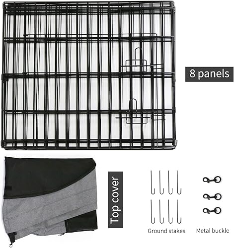 Miniatura 5 de PETIME Corral de Ejercicio Plegable de Metal para PerrosCorral de Juegos para Cachorros Mascotas Perreras Valla de Patio InteriorExterior 8 Paneles