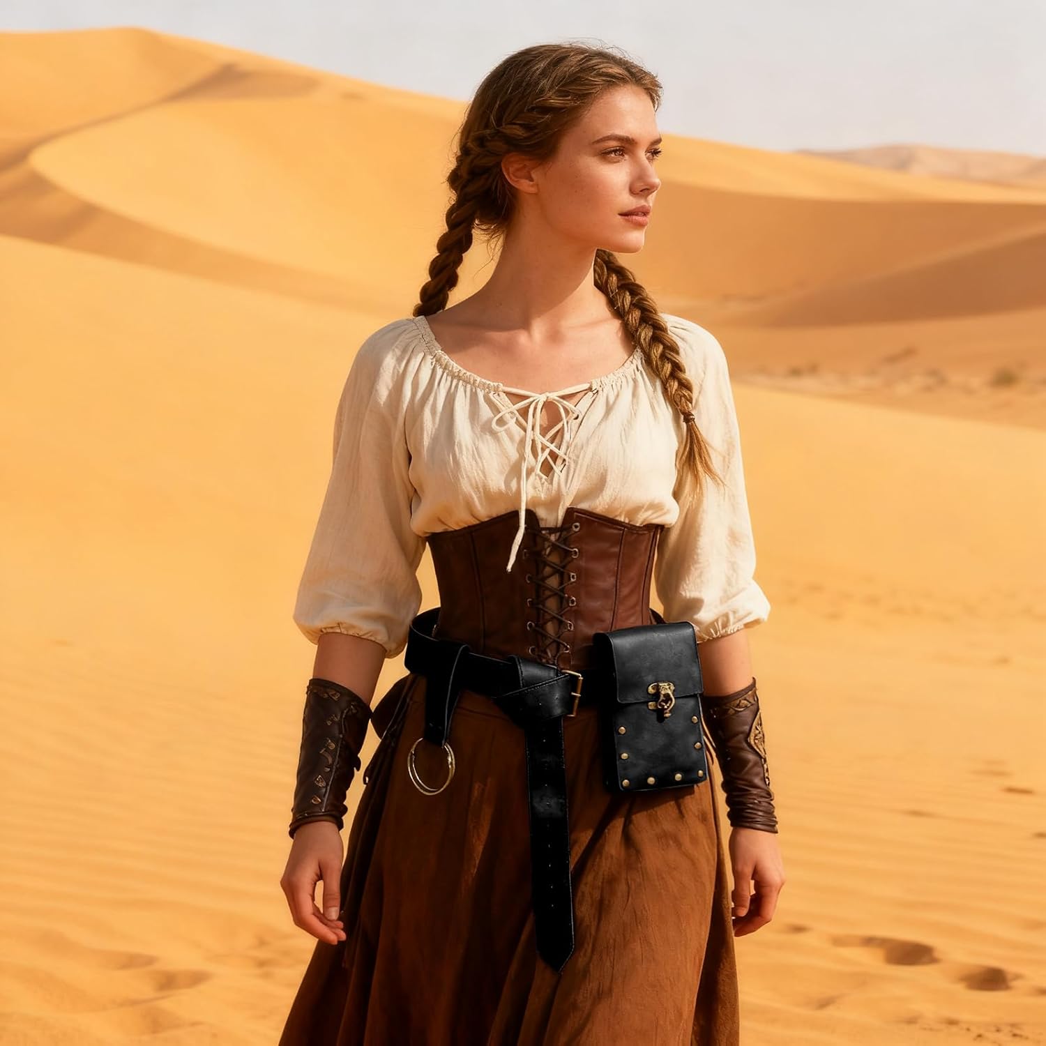 Renaissance Belt Bag Waist Bag Punk Medieval Leather Belt Bag, LARP Role-Playing Clothing Easter Retro Accessories - Image 5