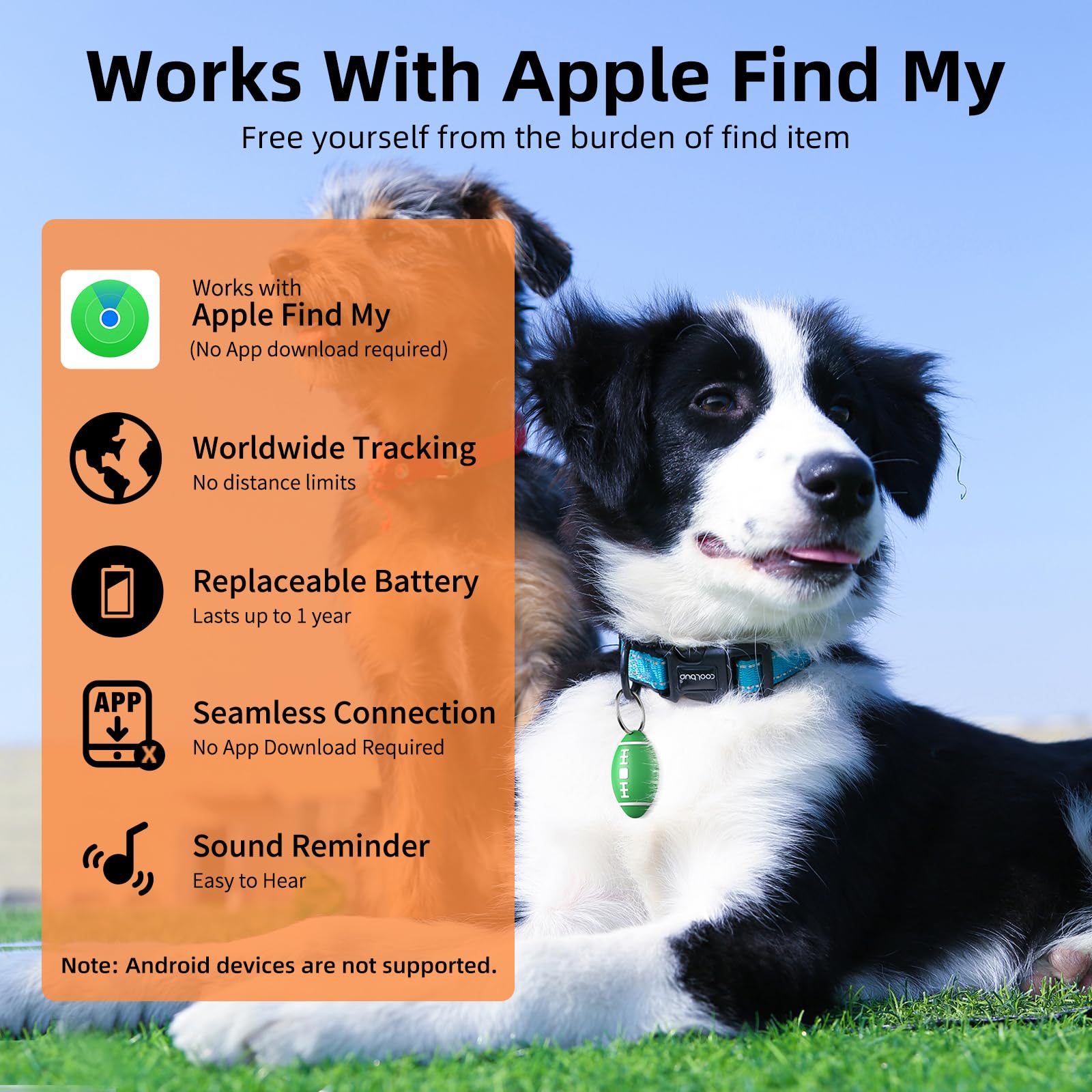 Trova oggetti per bagagli, chiavi e localizzatore di oggetti per animali domestici, zaini, valigie, funziona con Trova la mia app (solo iOS, non per Android)