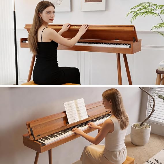 88 Key Full-Weighted Digital Piano with Brown Bench
