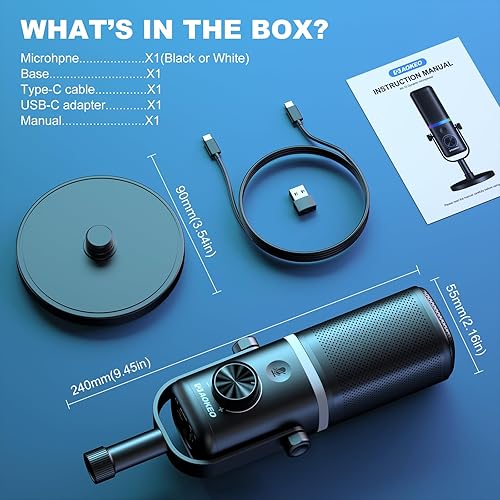 Miniatura 7 de Aokeo Micrófono USB para juegos, micrófono de condensador para PCMACPS4PS5Micrófono cardioide con iluminación RGB