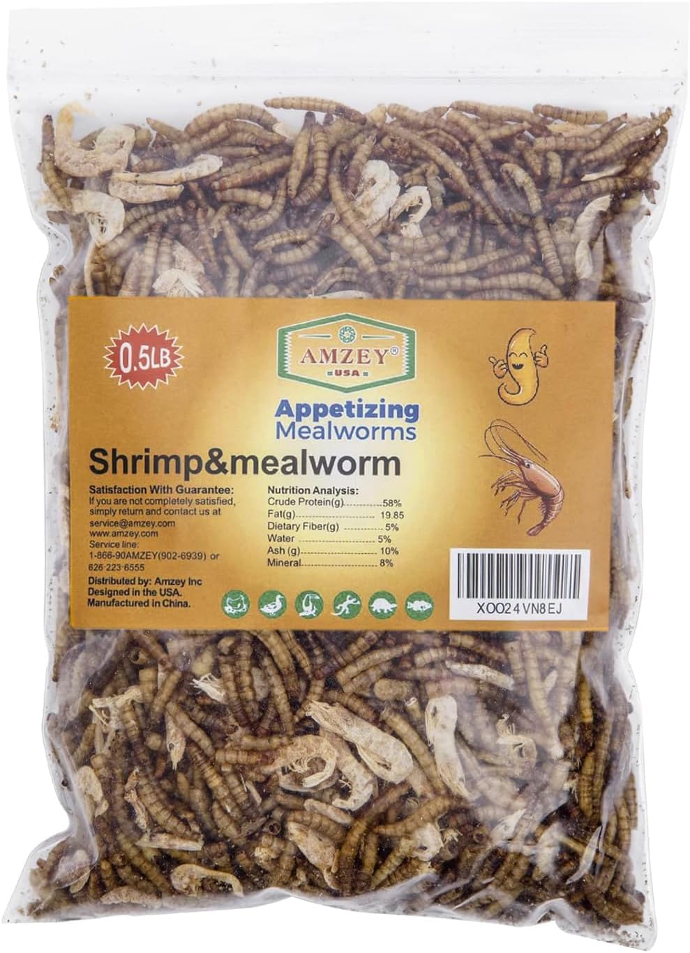 with Dried River Shrimp (8oz) All Natural 100% Non-GMO,Surf & Turf, Chicken, Fish, Ducks, Wild Birds, Turtles, Hamsters, Fish, and Hedgehogs