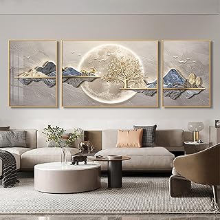 [JUI3N] アートパネル 3枚 アートボード インテリア絵画 壁掛け 装飾画 長方形 フレーム付き L アートポスター 壁飾り キャンバス 飾り絵 設計1 オシャレ 風景 壁画 ソファの背景絵画 玄関 寝室 部屋 リビングルーム ベッドルーム 完成品