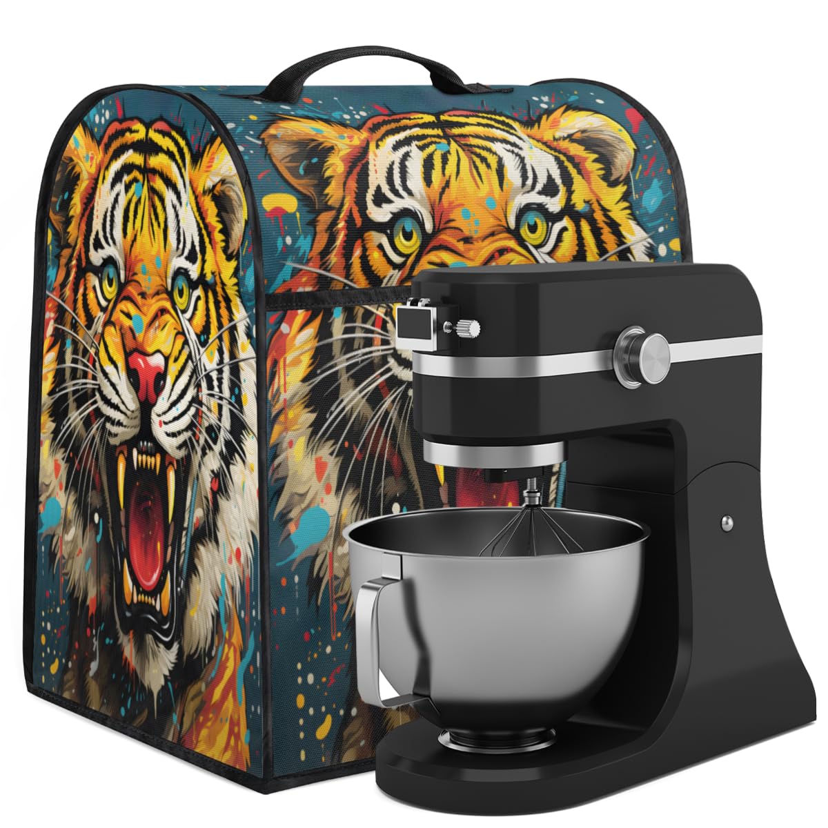 Coffee Maker Cover Colorful Graffiti Tiger Kitchen Appliance Covers Small Appliance Covers Blender Cover Juicer Cover Dust Covers for Kitchen Appliances with Top Handle and Pockets,Washable,C686