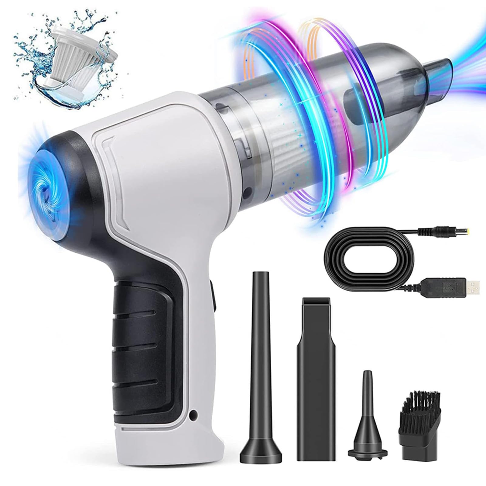 Aspirateur puissant sans fil 9000 Pa pour voiture et maison blanc