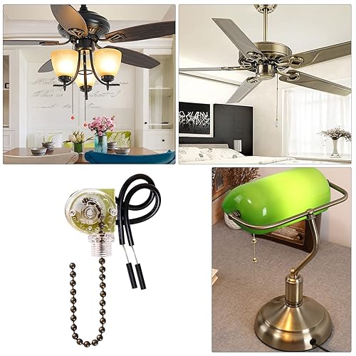 Miniatura 6 de Zing Ear ZE-109 - Juego de 3 interruptores de cadena de tracción para ventilador de techo, interruptor de luz de dos cables, interruptor de cadena