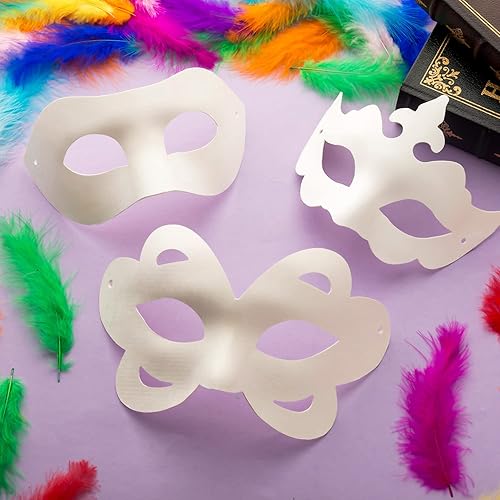 Miniatura 4 de Máscaras blancas para mascarada, 16 máscaras en blanco sin pintar en 8 estilos para Mardi Gras, Pascua, Halloween, cosplay, suministros de fiesta