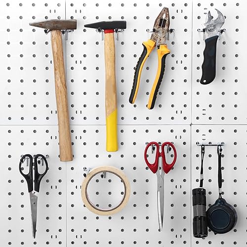 Miniatura 5 de 24 piezas de tablero de clavijas, gancho recto de doble brazo, organizador de pared, ganchos de tablero de clavijas, ganchos de herramientas para