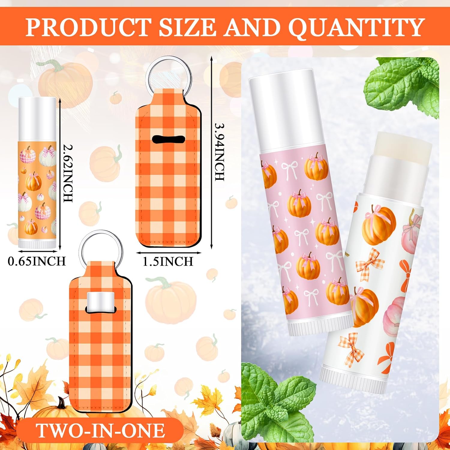 18 Sets Fall Party Favors Bulk Pink Bow Pumpkin Lip Balm and Holder