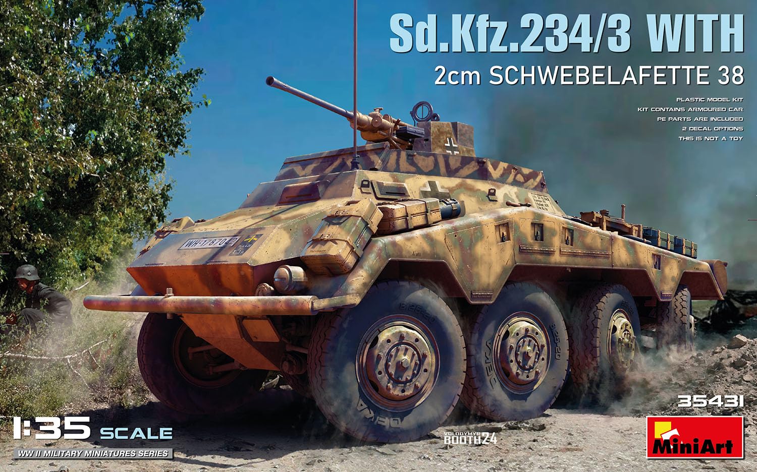 Miniart 35431 1:35 DT. SD.Kfz.234/3 2cm Lafette 38 - reproducción Fiel, modelismo, Kit de plástico, Manualidades, Hobby, Pegar, maquetas, Montar