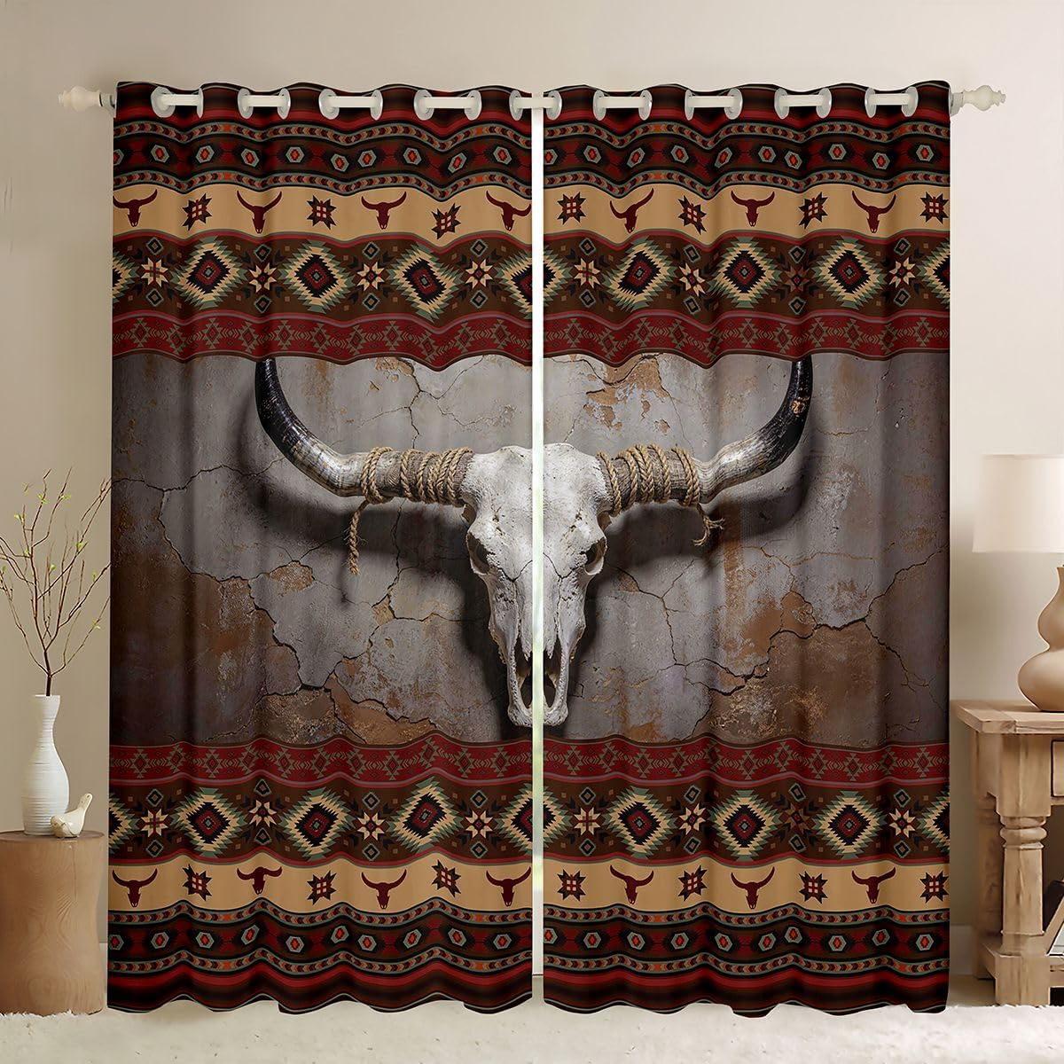 Western Boho Curtains For Bedroom, Exotic Dream Catcher Blackout Curtains Vintage Southwestern Dreamcatcher Window Drapes Native Tribal Nordic Style Window Treatments 2 Panel Sets 42 X 63 Inch