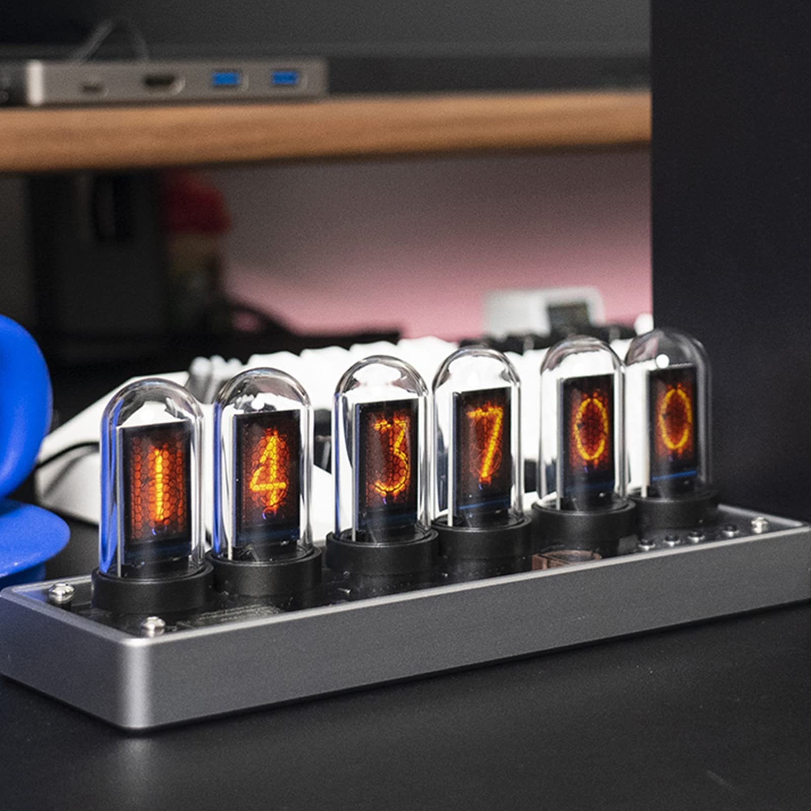 Light Tube Clock, With 6-Bit LCD Screen/HD Cavity Speaker, 5V, USB Powered, IPS Module, Creative Desktop DIY Decoration Gifts