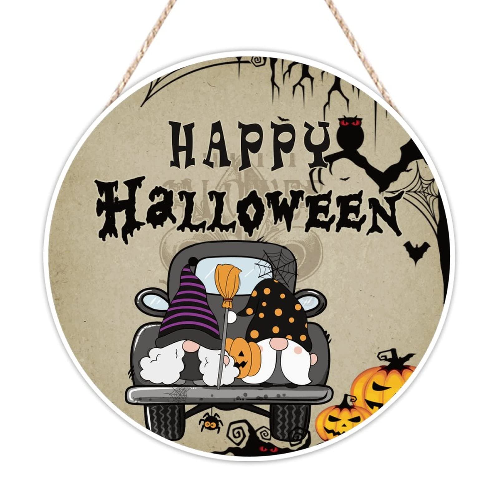 Panneau Halloween citrouille en bois pour décorer votre entrée de maison
