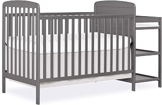 Dream On Me Anna 3-in-1 Convertible Crib & Changing Table, Steel Grey - GREENGUARD Gold, JPMA Certified, Pinewood, Toddler/Daybed Conversion