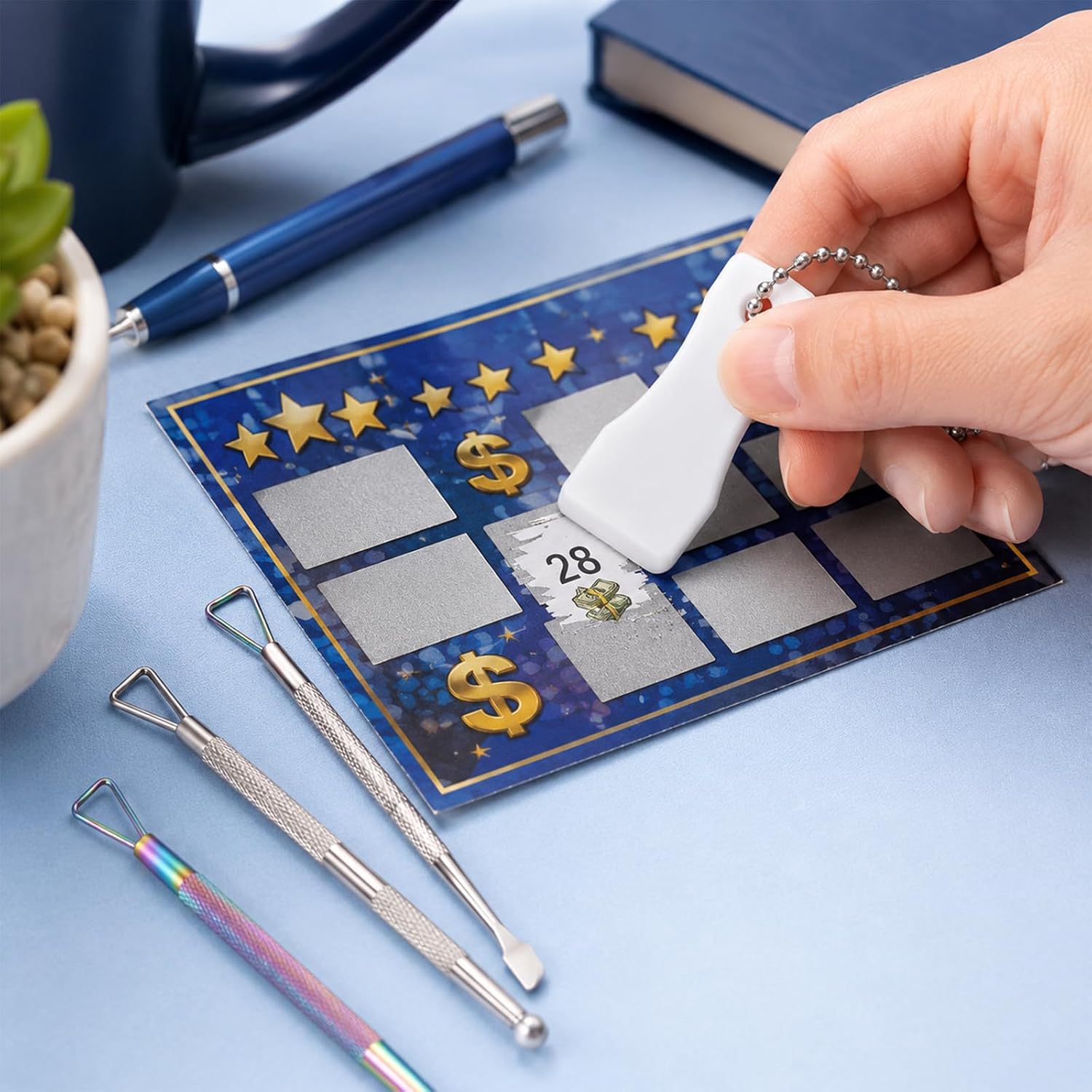 JJUNW 6 Pcs Metal Lottery Ticket Scratcher Tool, Metal Scratch Off Tool