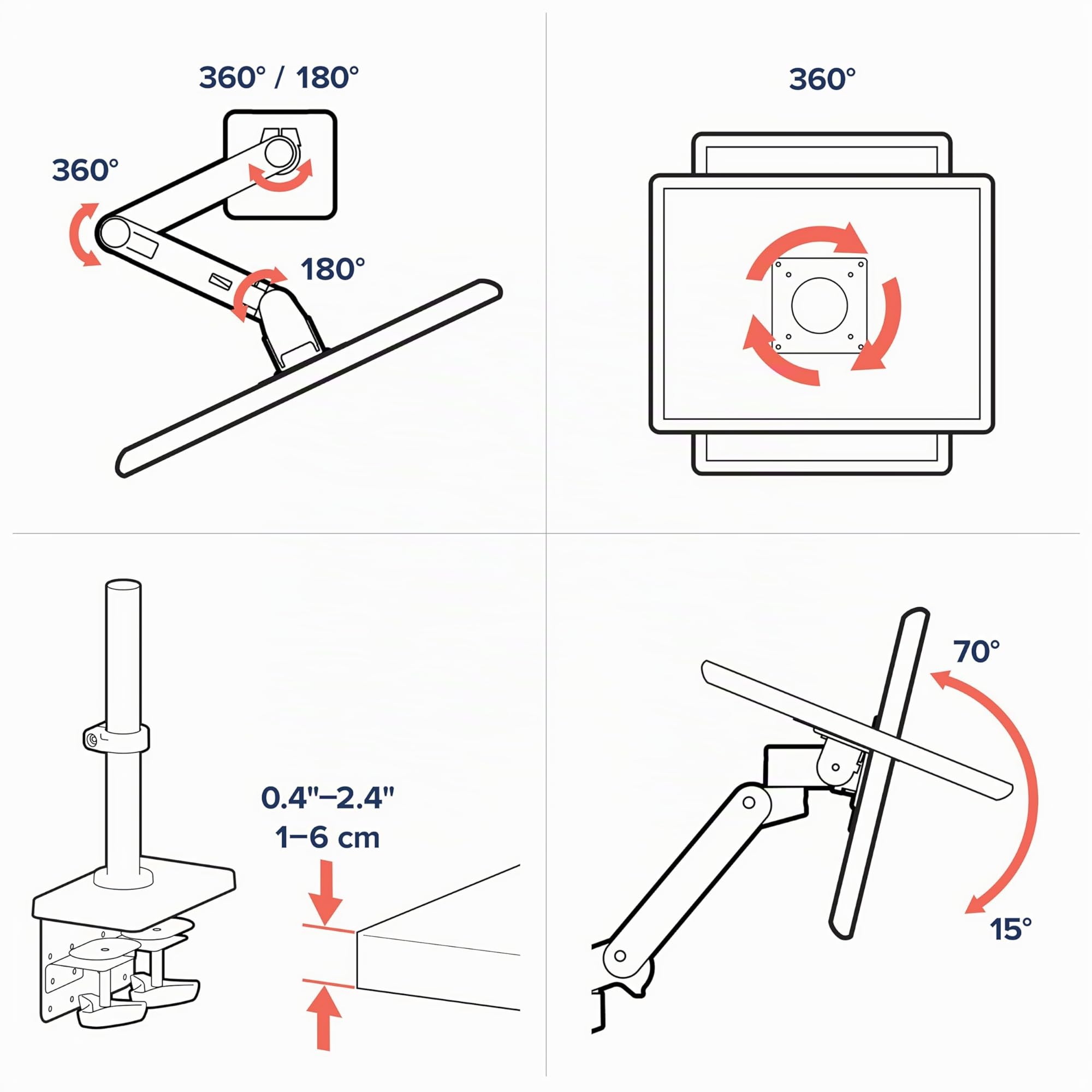 Ergotron LX Pro Monitor Arm Dual Stacking, VESA-Halterung für 2 Monitore übereinander, je bis zu 24", 1,8-10 kg, Constant Force Technologie, 10 Jahre Garantie, Schwarz - 45-690-292