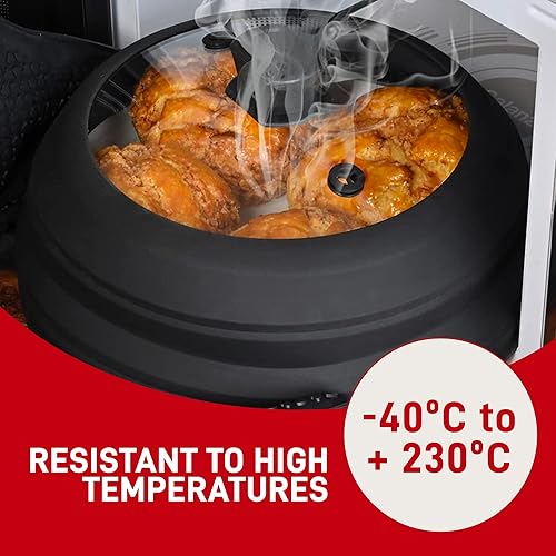 Miniatura 4 de Cubierta de vidrio para salpicaduras de microondas de 10 pulgadas, cubierta plegable para salpicaduras de microondas para plato y tazón, parte