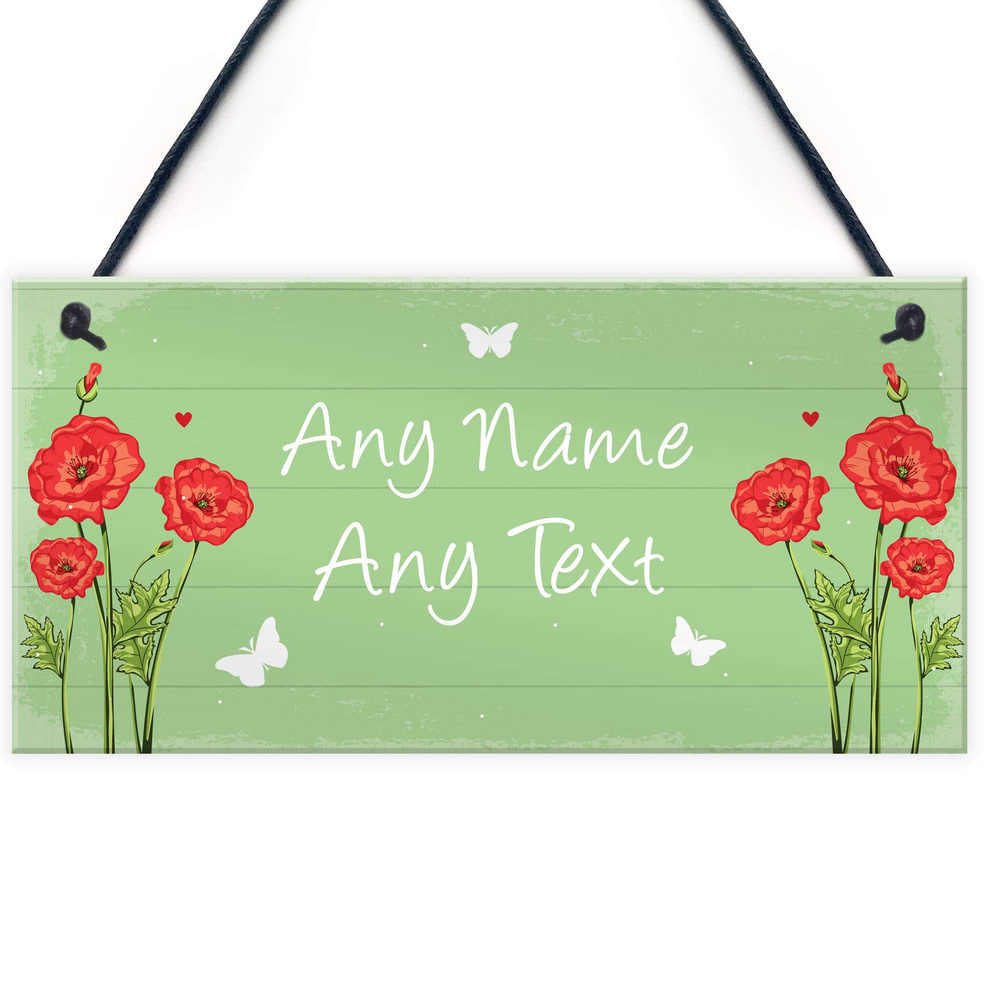 Red Ocean Personalised Garden Hanging Plaque Backyard Shed Summer House Sign Flower Plaque