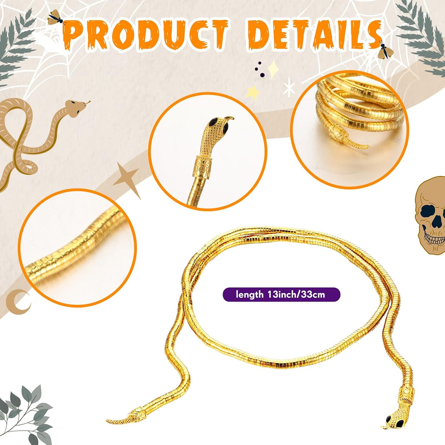 Equsion 9 Pcs Halloween Medusa Costume Accessories Women, Medusa Headpiece and Jewelry Greek Goddess Snake Accessories