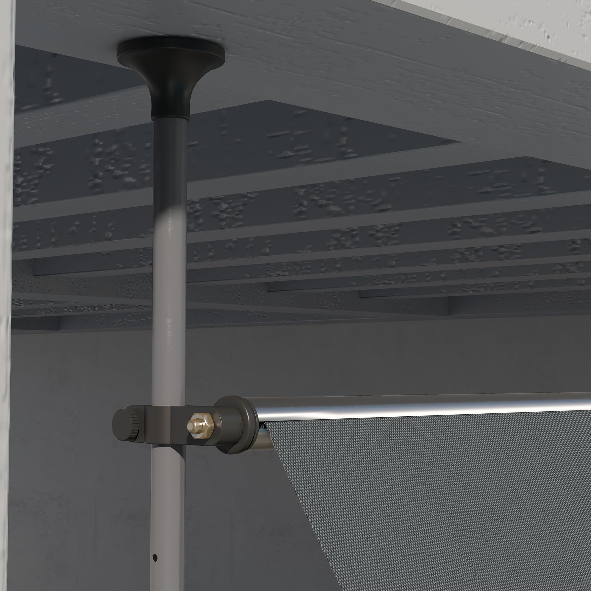 Outsunny Toldo Manual Retráctil 3,5x1,2 m Toldo Exterior Terraza Enrollable Altura Ajustable con Manivela 210-300 cm Sin Taladro Protección UV30+ para Balcón Jardín Gris Oscuro