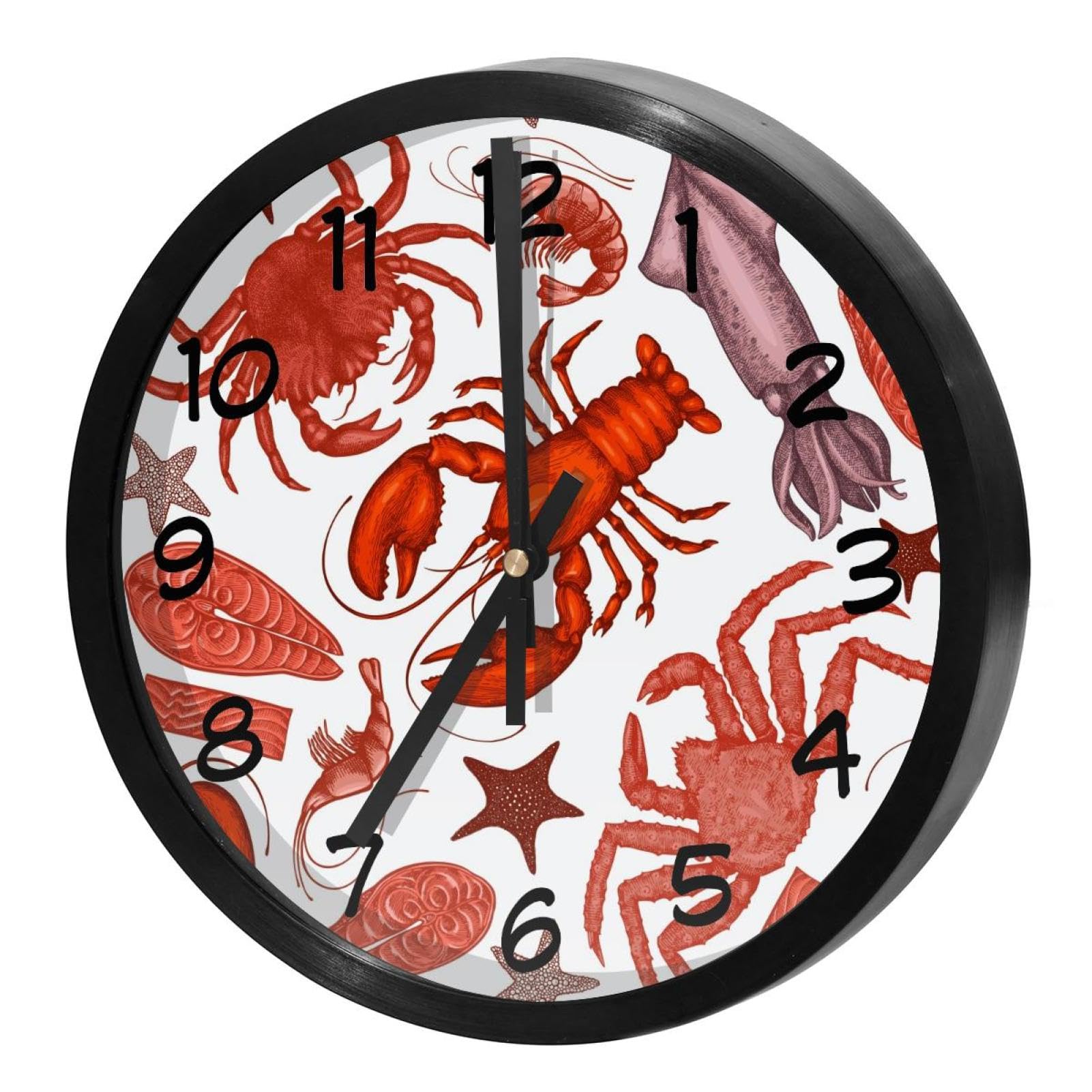 Horloge murale silencieuse à quartz anti-bruit pour salon et bureau motif crabe