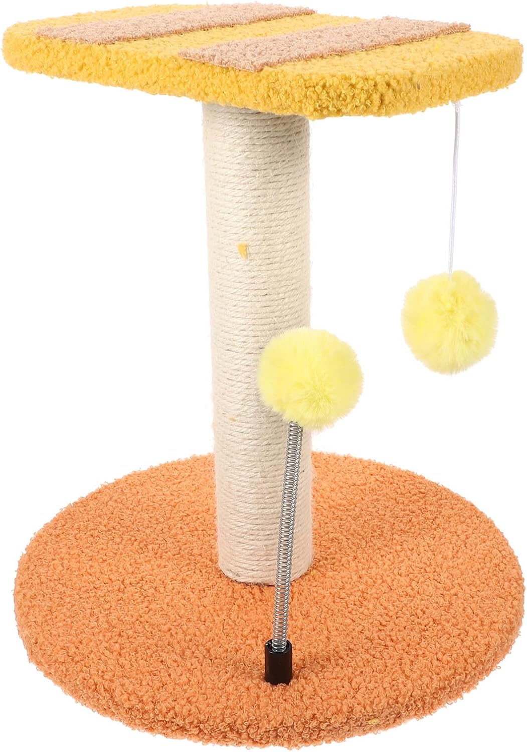 Cabilock Reusable Bee-Shaped Cat Scratching Post and Activity Tower, Small Size Sisal Kitten Scratcher for Indoor Use, Space-Saving Cat Play Tower with Integrated Resting Platform