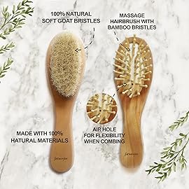 6-in-1 Baby Grooming Set, Natural Wooden Hairbrush and Comb, Nail Clippers,Nail Scissors, Nail File and Tweezers for Kids and Newborns in Nice Gift Box