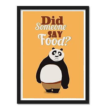 Good Hope PlexiGlass Food Panda Funny Framed Poster, Multicolor, Print,10 Inch X 13 Inch, Framed