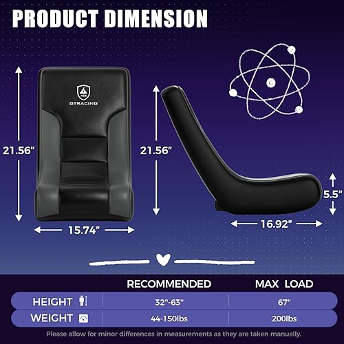 Miniatura 3 de GTRACING Silla mecedora de suelo para juegos Sillas de juego rodantes con limitador de ángulo, asiento de suelo oscilante para jugadores, compacta