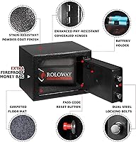 Vista 4 de Caja de seguridad de acero ROLOWAY con llaves para el hogar con bolsa de dinero a prueba de fuego para ocultar el efectivo, caja de seguridad