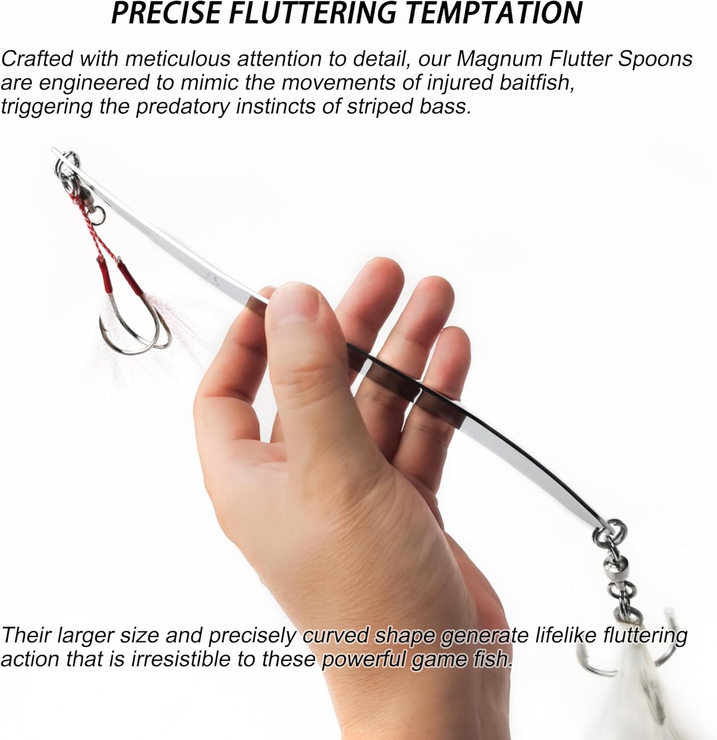 Magnum Flutter Spoon Deep Sea Jigging Fishing Lures, 8-9 Inch Large Hard Metal Sinking Trolling Casting Striper Fishing Spoon Baits for Striped Bass, Salmon, Walleye, Saltwater, Freshwater