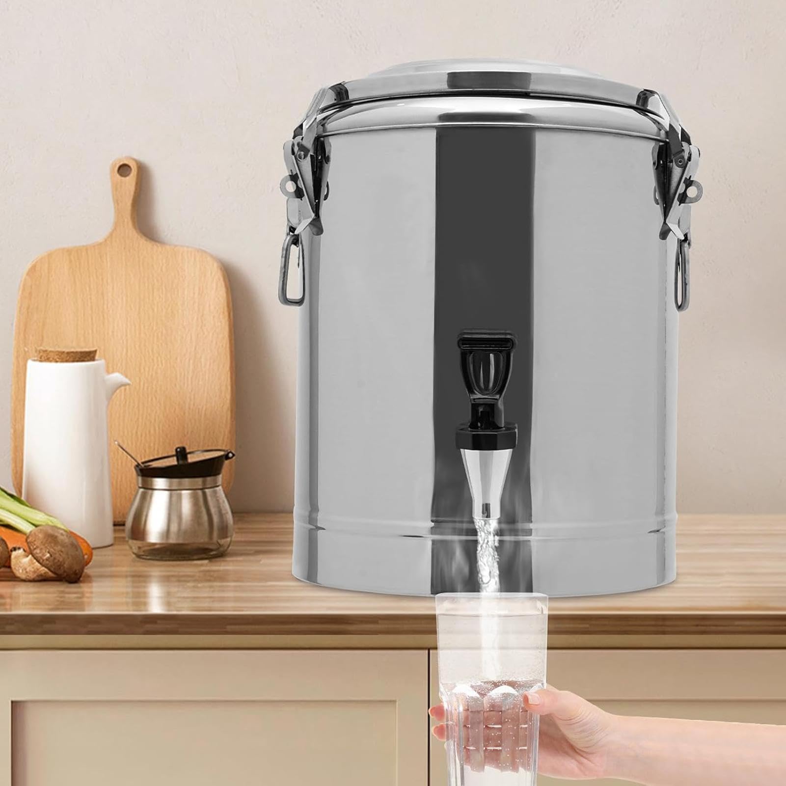 Getränkespender Isolierter Edelstahl Großes Fassungsvermögen | Großer Heiß- und Kaltgetränkespender für Heiße und kalte Drinks Kaffee Tee Saft Limonade Zuhause Party & Feier Picknick