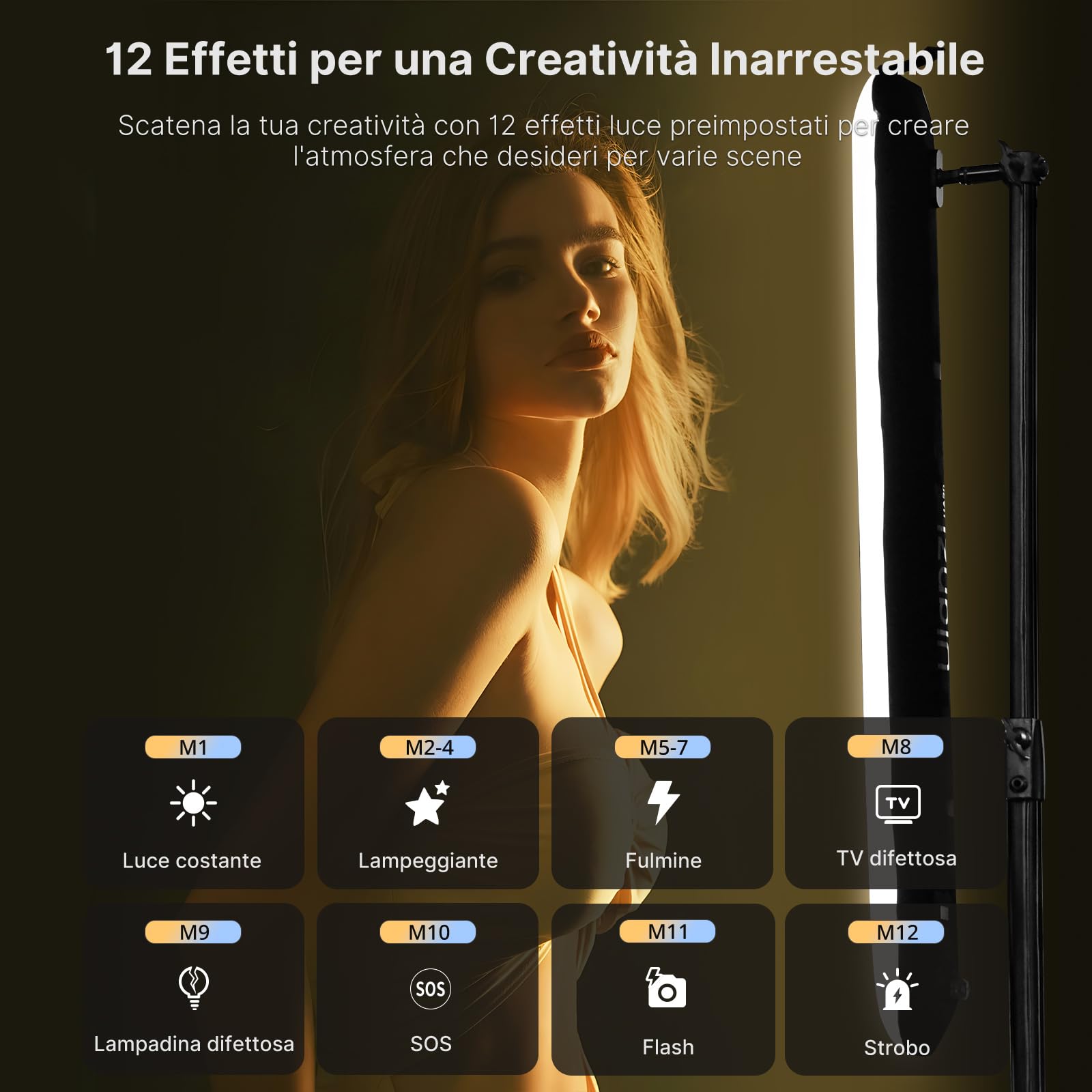 ULANZI UA20 Luce per Foto Portatile, 20W Luce Video Gonfiabile Bi-Color 2700-6500K, Luci Fotografiche Handheld 18Wh Batteria USB-C Ricaricabile, Tubo Led Impermeabile per Fotografia o Campeggio