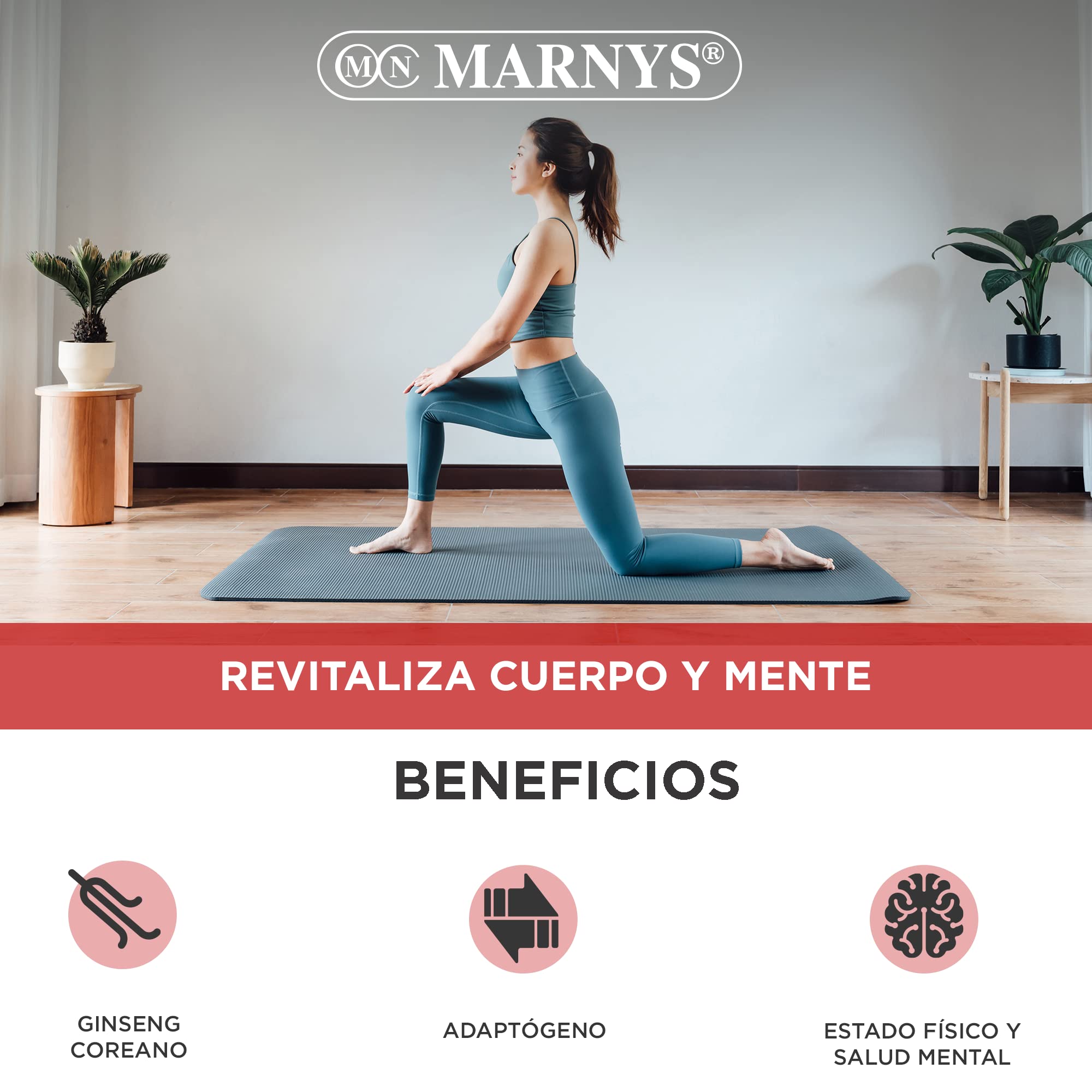 Marnys Ginsemar, Con Ginseng Coreano, Rendimiento Mental y Físico, Disminuye el cansancio y fatiga, Para situaciones de estrés, 30 Cápsulas