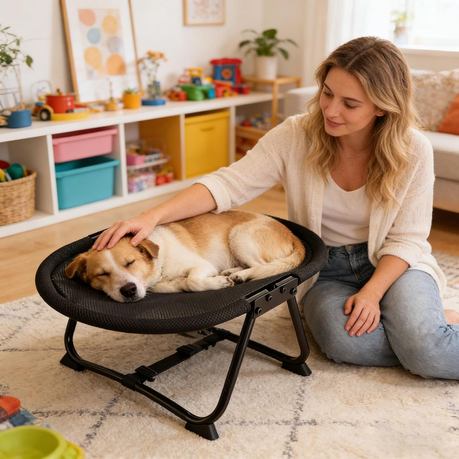 Raised Pet Cot for Small Pets, Portable Lightweight Comfort Raised Pet Bed, Elevated Dog Bed with Breathable Mesh for Indoor Cats, Small Dogs, Small Pets, Easy to Clean (Color A)
