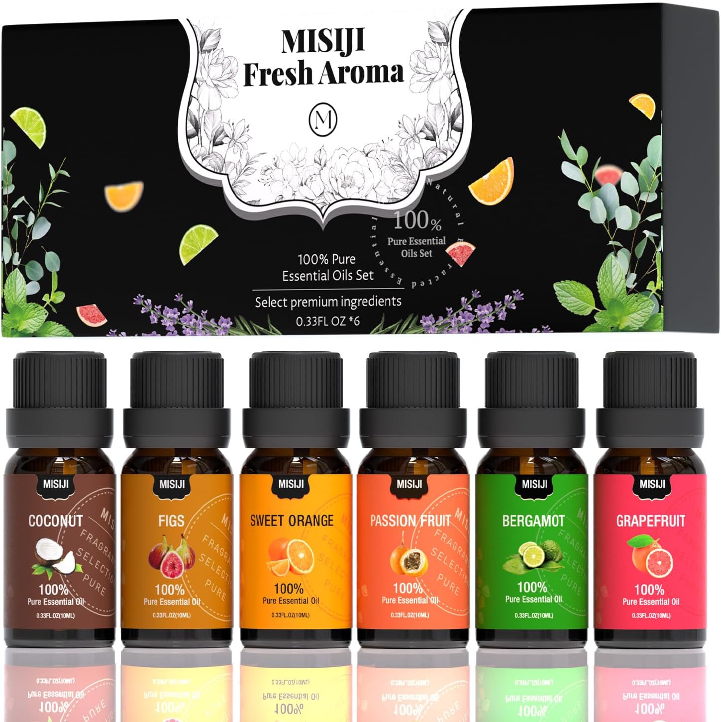 Essential Oils Set Top 6 Fruity-Essential Oils for Diffuser for Home,Air Freshening Diffuser Oils Scents for Aromatherapy,Laundry,Candle&Soap Making,Humidifiers 6 X 10ML