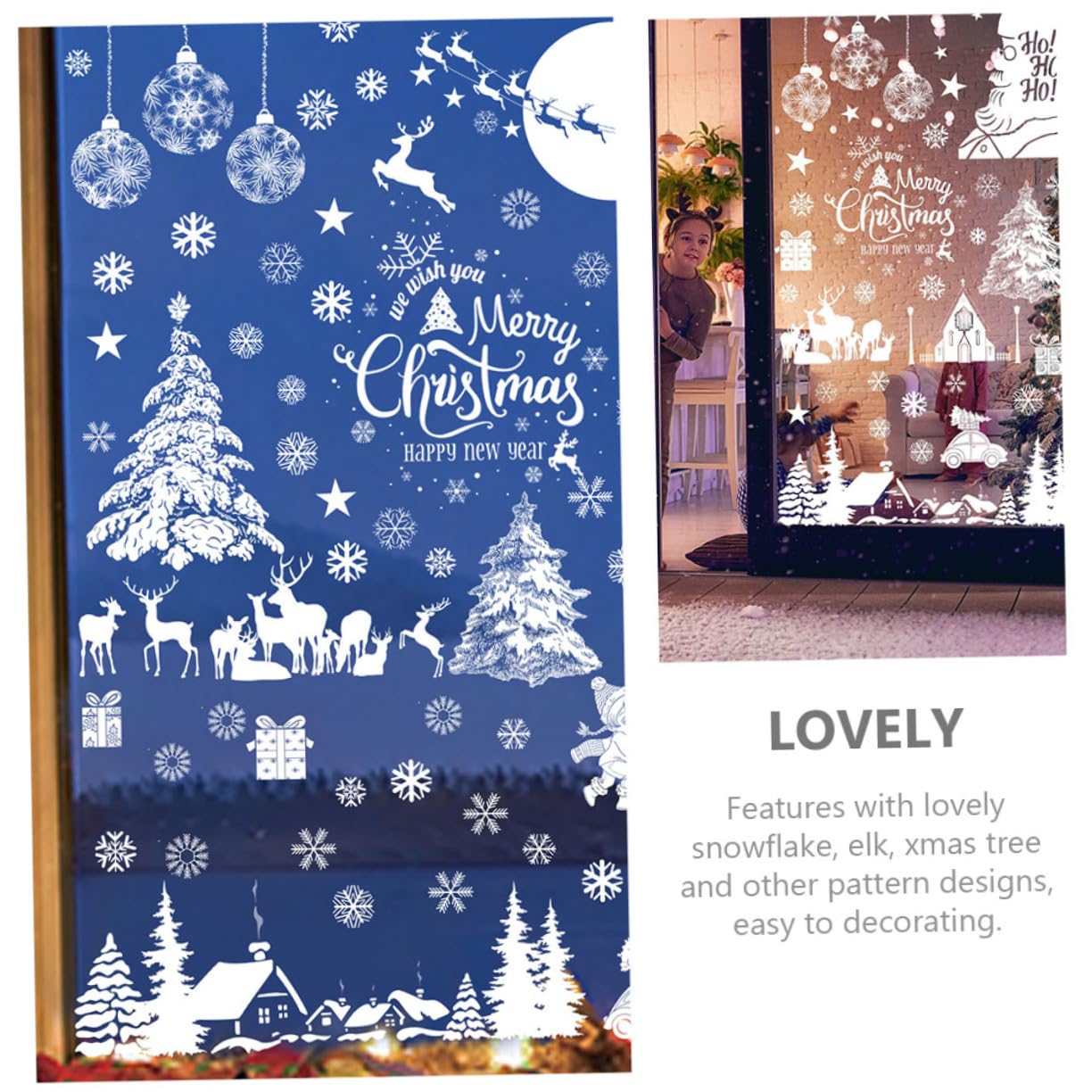 5 Sätze Weihnachtsaufkleber Fenster Weihnachtsbeleuchtung Baum Urlaub Fenster Haften Weihnachtskugeln Dekorationen Weihnachtsfenster Haftet Abziehbilder Film Pvc Weiß 9 Blatt * 5 Cabilock