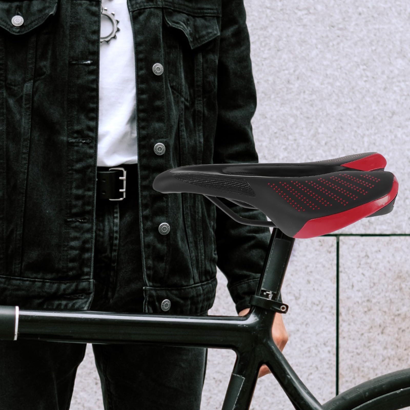 Sillín Cómodo de Bicicleta de Montaña con Luz Trasera PU Negro