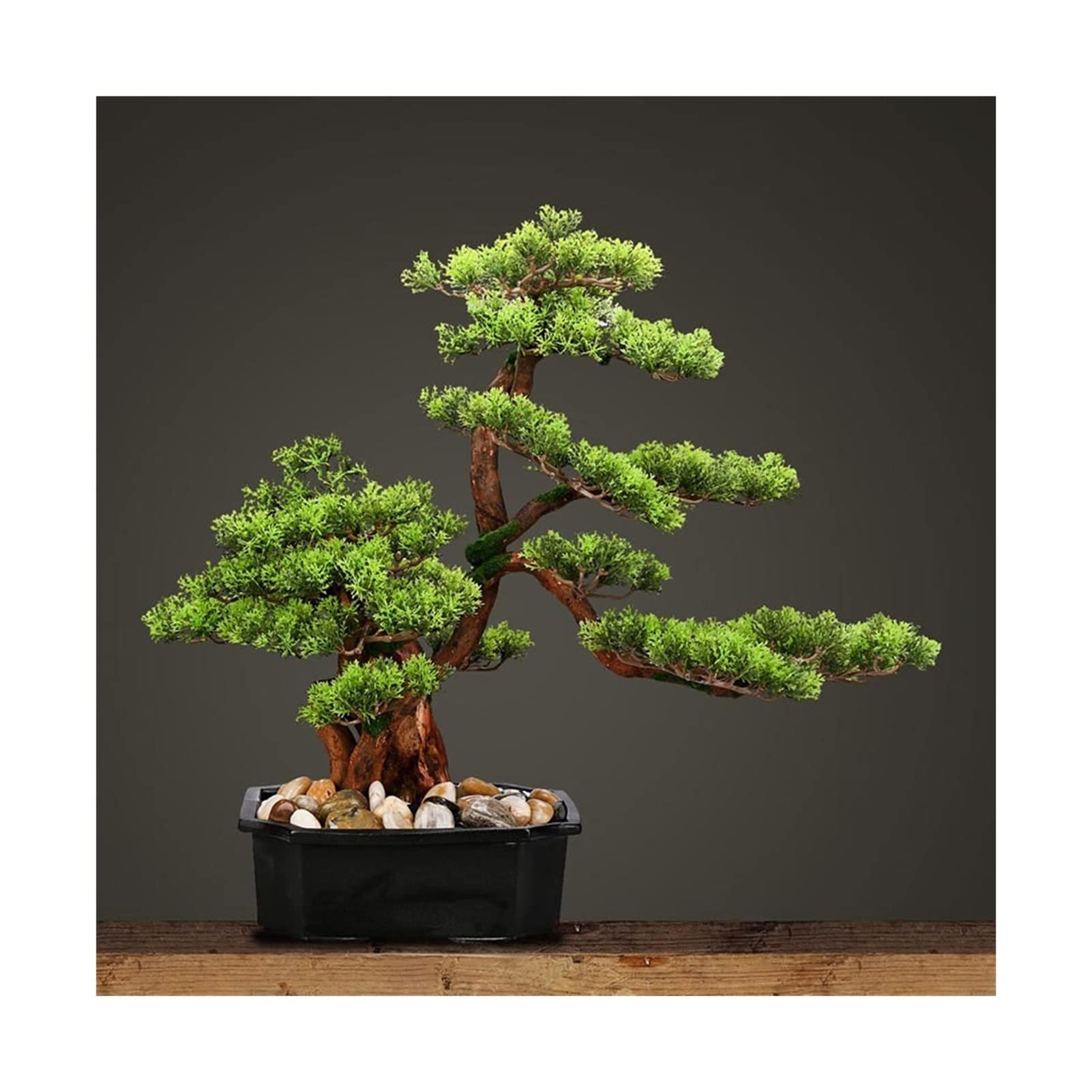 AYCDL Artificial Plants Indoor Artificial Bonsai Tree Fake Plants Decoration with Square Ceramic Flower Pot Indoor Potted Faux Pine Plants Bonsai Tree Desktop Potted,