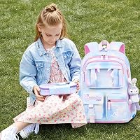 Zaino Scuola Primaria Hovkib – Leggero Impermeabile In Nylon, Con Strisce Riflettenti, Per Bambini 6-8 Anni