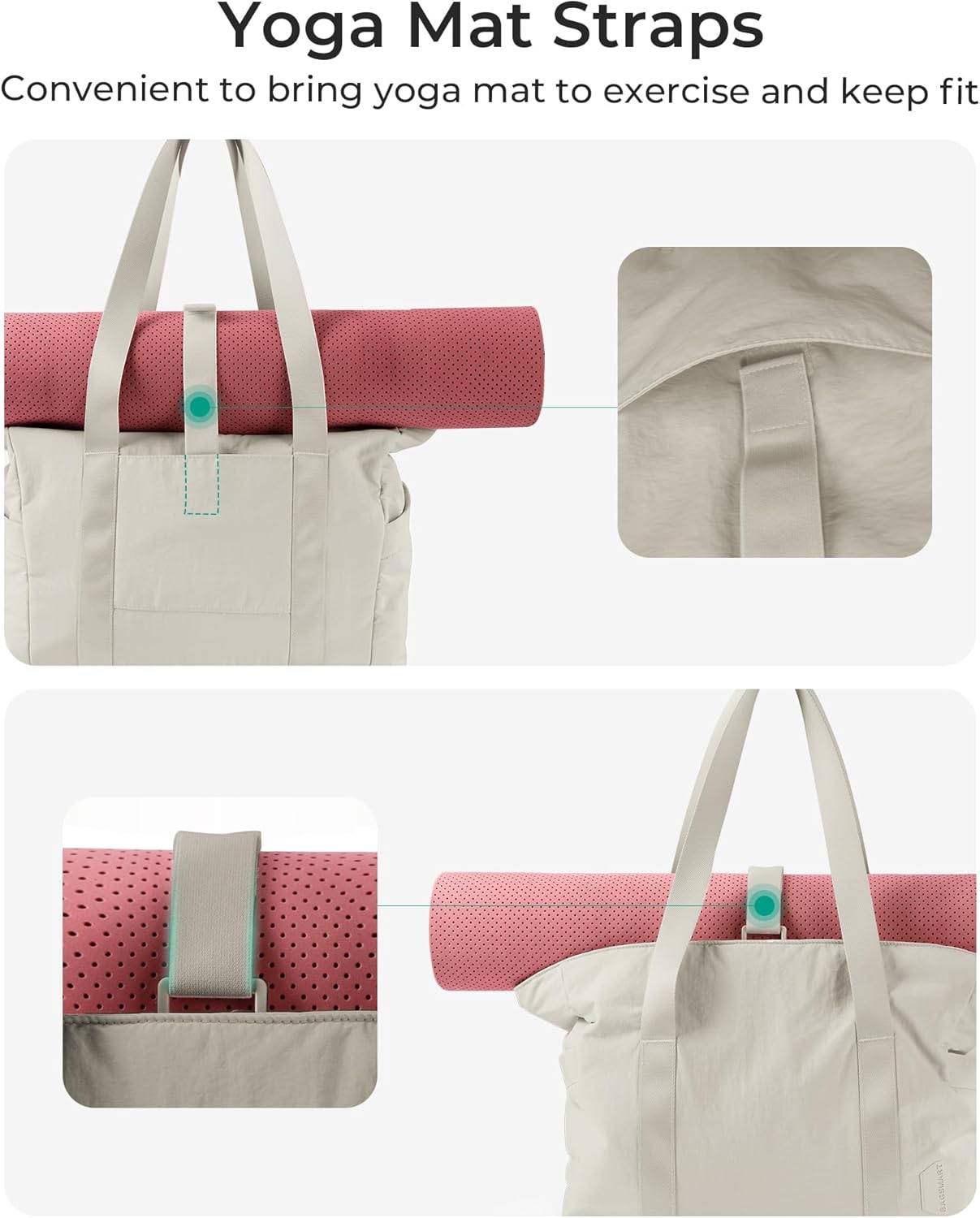 BAGSMART Tote Bag for Women, Tote Bag with Zipper Work Tote with Compartments Nurse Shoulder Hanbag for Travel, Gym - Image 5