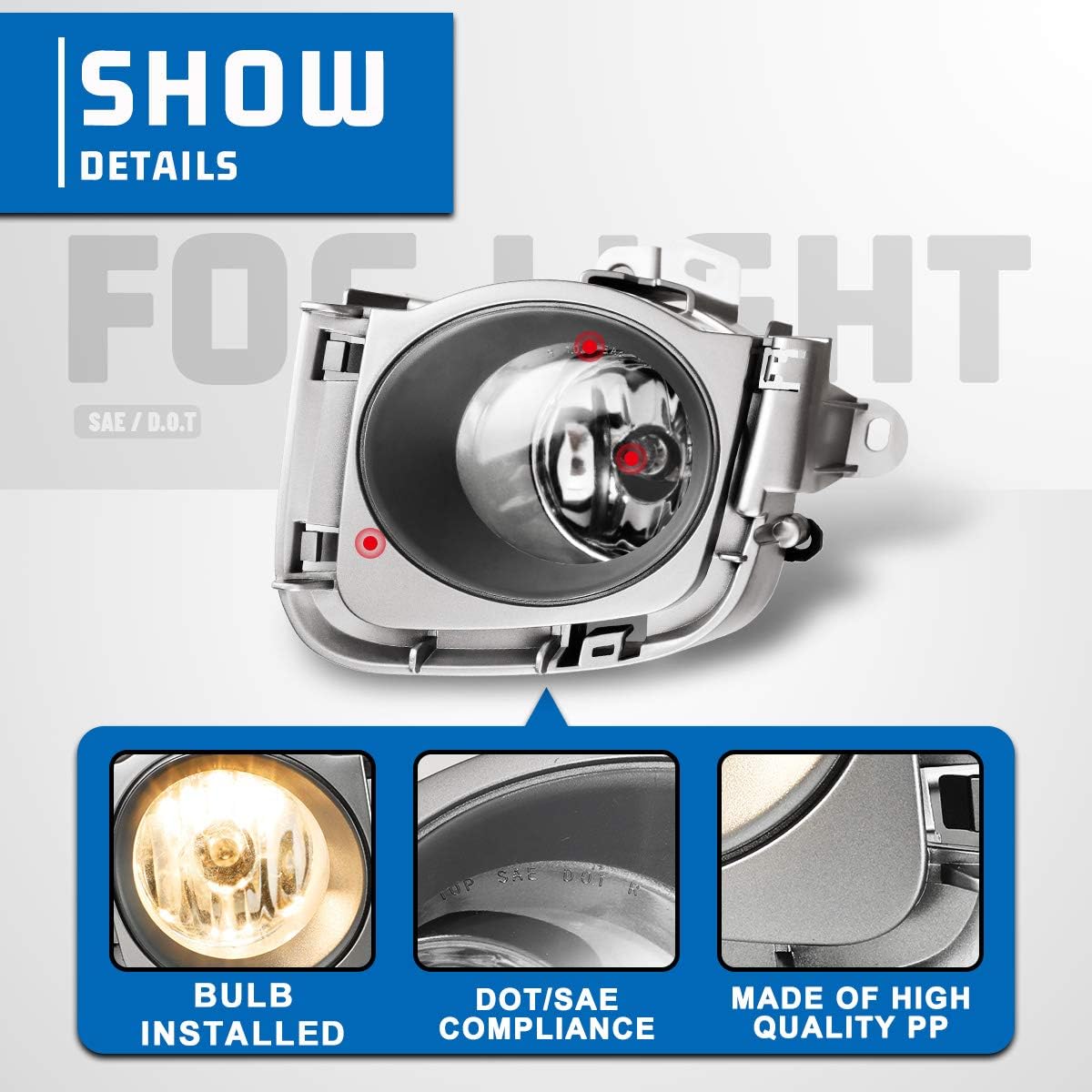 AUTOWIKI Fog Lights For 2010-2011 Toyota Prius 2PCS OEM Replacement Set with Switch and Wiring Kit (OE Style Clear Lens w/Bulbs)